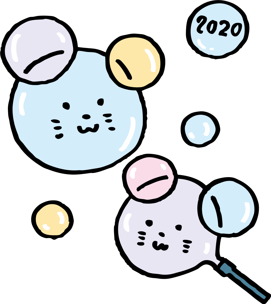 かわいい ねずみ(ネズミ 鼠) の形に膨らんだシャボン玉 2020文字 子年イラスト無料 フリー85953に写真・文字を入れる