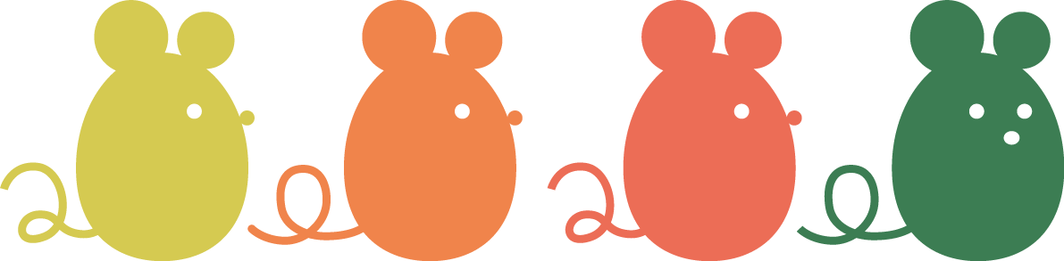 しっぽが2020文字のカラフルな かわいい ねずみ(ネズミ 鼠) 子年イラスト無料 フリー85958に写真・文字を入れる