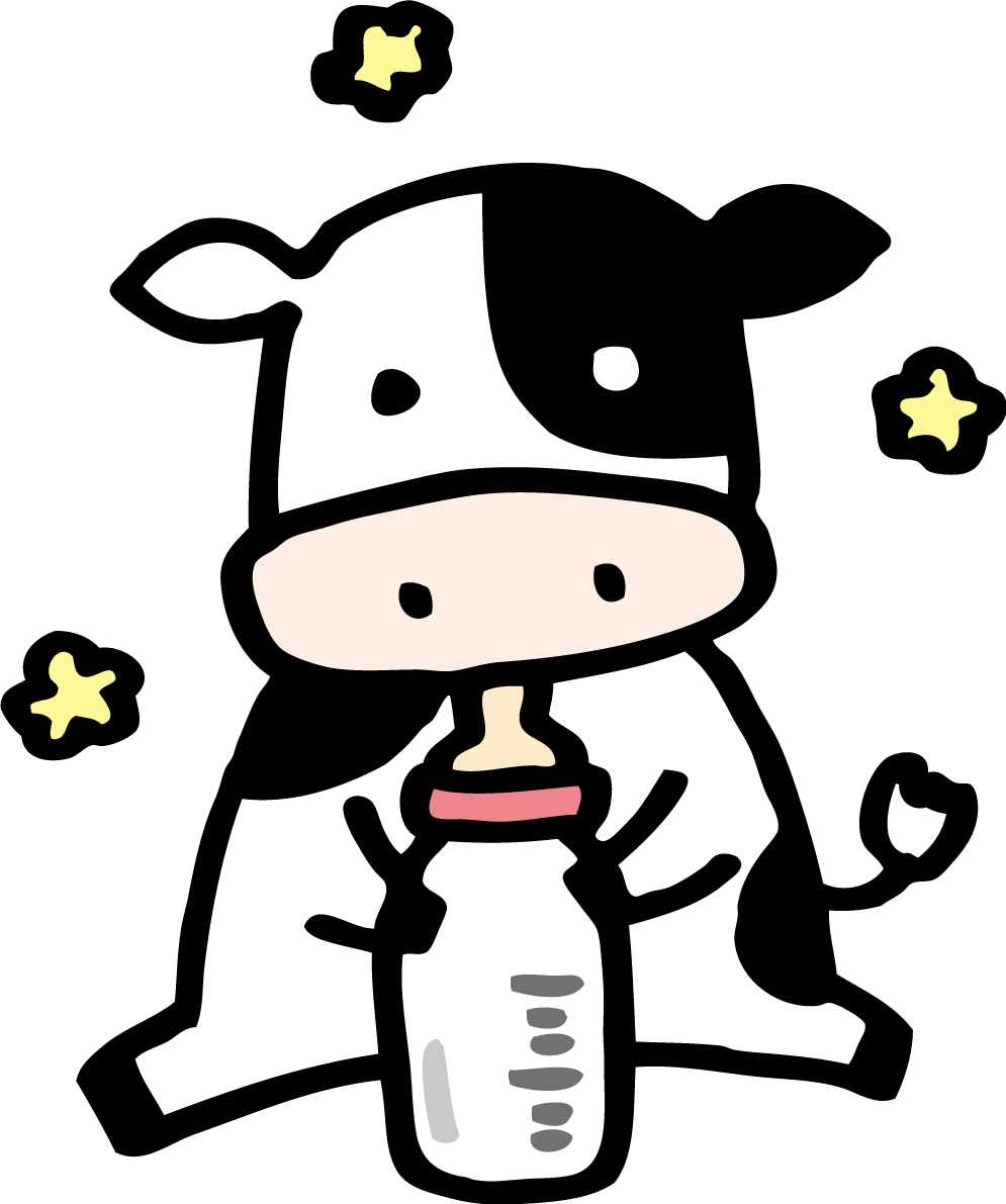 ミルクを飲む牛の赤ちゃん かわいい2021 丑年イラスト無料 フリー86174に写真・文字を入れる