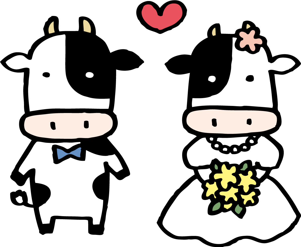 ウエディング衣裳の牛 かわいい2021 丑年イラスト無料 フリー86196に写真・文字を入れる