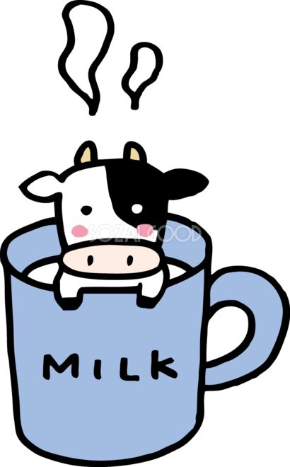 ホットミルクのカップの中に牛 かわいい 21 丑年イラスト無料 フリー 素材good