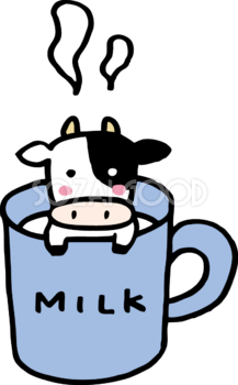 ホットミルクのカップの中に牛 かわいい 2021 丑年イラスト無料 フリー86243