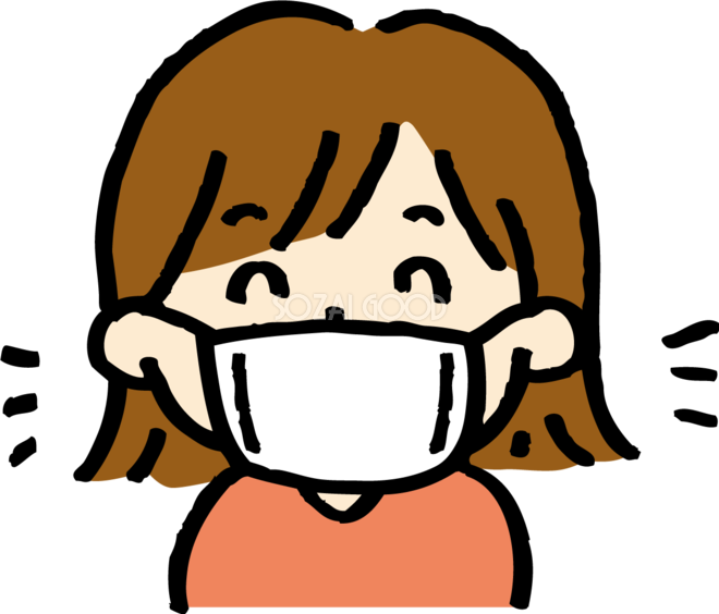 マスクをして笑う女性の顔イラスト無料 フリー 素材good