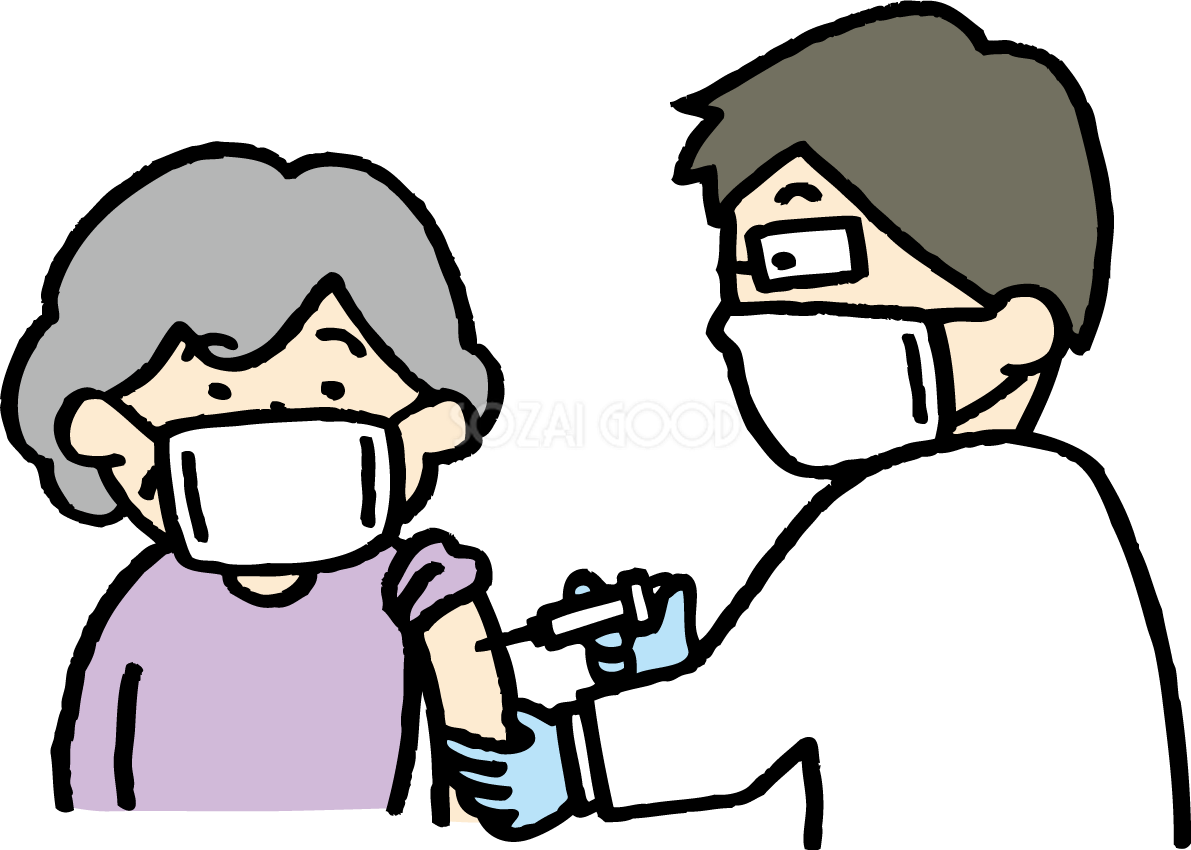 医者に注射してもらう高齢の女性 かわいい ワクチン イラスト無料 フリー86291
