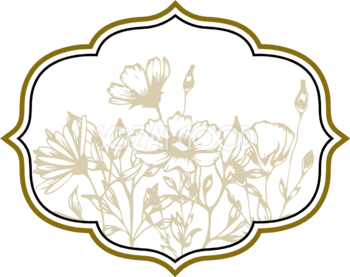 エレガントなお花シルエット おしゃれなボタニカル風(植物)のフレーム枠イラスト無料 フリー86435