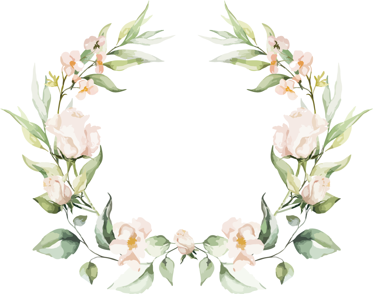 エレガントなお花のリーフ おしゃれなボタニカル風(植物)のフレーム枠イラスト無料 フリー86436に写真・文字を入れる