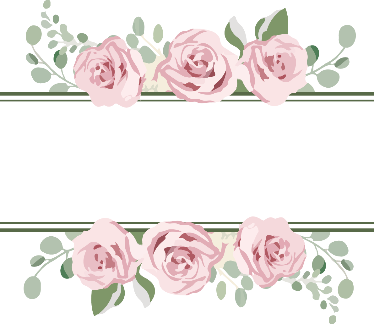 パステルカラーの水彩画風の薔薇 おしゃれなボタニカル風(植物)のフレーム枠イラスト無料 フリー86440に写真・文字を入れる