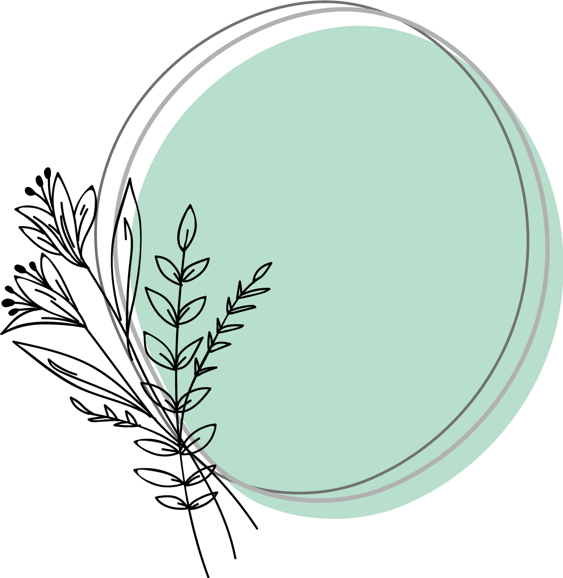 楕円形の手書き風お花モチーフ おしゃれなボタニカル風(植物)のフレーム枠イラスト無料 フリー86477に写真・文字を入れる
