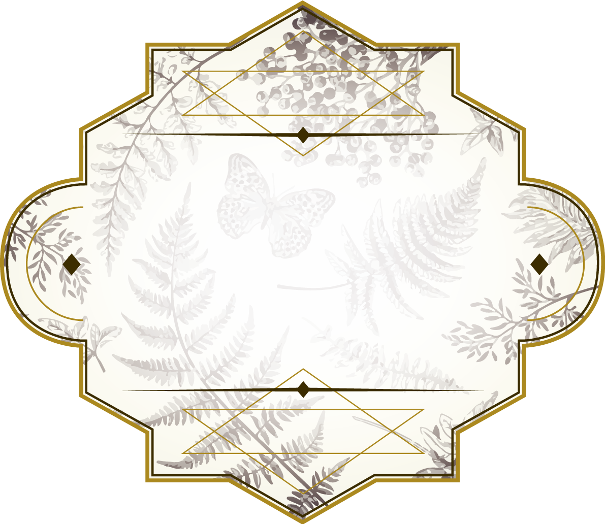 アンティーク ペン画の草花 おしゃれなボタニカル風(植物)のフレーム枠イラスト無料 フリー86483に写真・文字を入れる