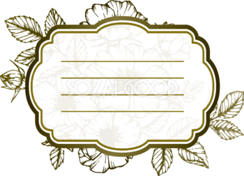 エレガントなゴールド草花 おしゃれなボタニカル風(植物)のフレーム枠イラスト無料 フリー86487