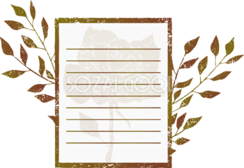 かすれブラウン系の薔薇 おしゃれなボタニカル風(植物)のフレーム枠イラスト無料 フリー86491