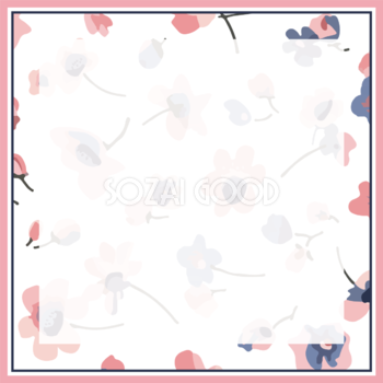 ピンクフレンチ可愛い小花 おしゃれなボタニカル風(植物)のフレーム枠イラスト無料 フリー86499