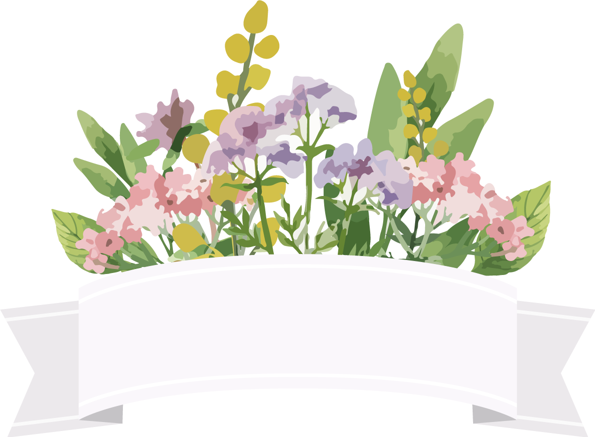 水彩風花束リボン おしゃれなボタニカル風(植物)のフレーム枠イラスト無料 フリー86521に写真・文字を入れる