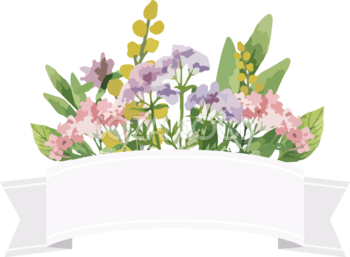水彩風花束リボン おしゃれなボタニカル風(植物)のフレーム枠イラスト無料 フリー86521