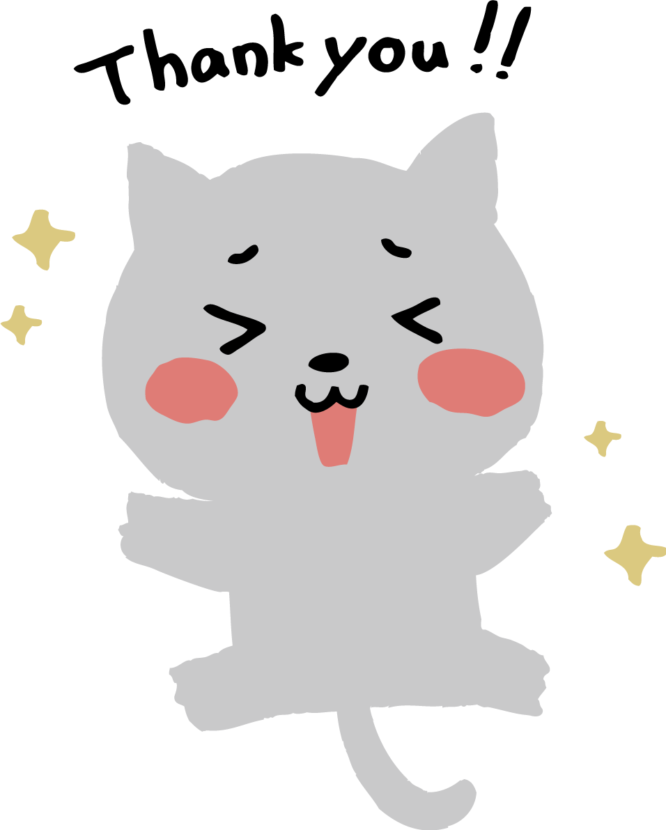 飛び跳ねて喜ぶ猫 かわいいネコ Thank youイラスト無料 フリー86562に写真・文字を入れる