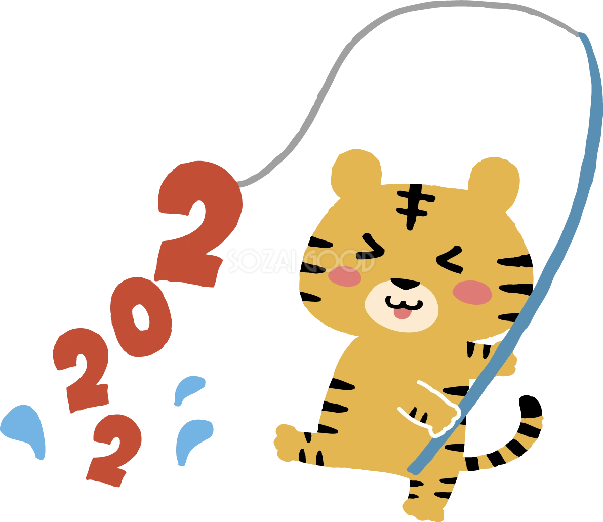2022を釣るトラ(虎) かわいい寅年イラスト無料 フリー86632