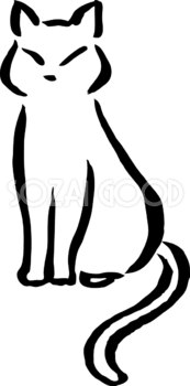 座って前を向くポーズの白猫 かわいいネコ イラスト無料 フリー86654