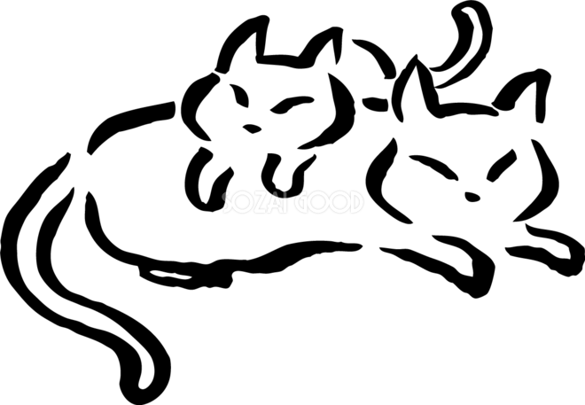 母猫の上に乗るポーズの子猫 かわいいネコ イラスト無料 フリー 素材good