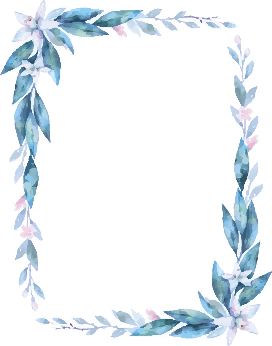 エレガントな葉と花 縦長長方形 おしゃれなボタニカル風(植物)のフレーム枠イラスト無料 フリー86699に写真・文字を入れる