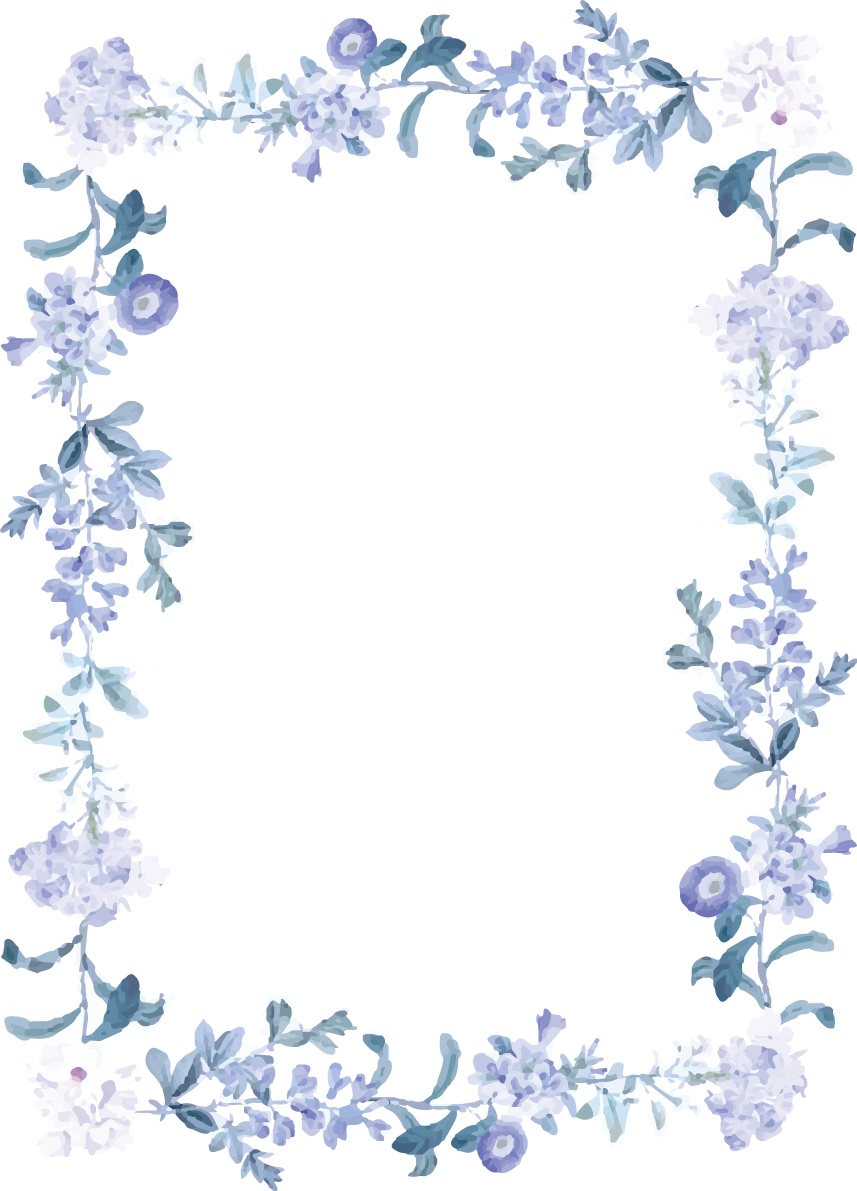 パープル系エレガントな花 縦長長方形 おしゃれなボタニカル風(植物)のフレーム枠イラスト無料 フリー86703に写真・文字を入れる