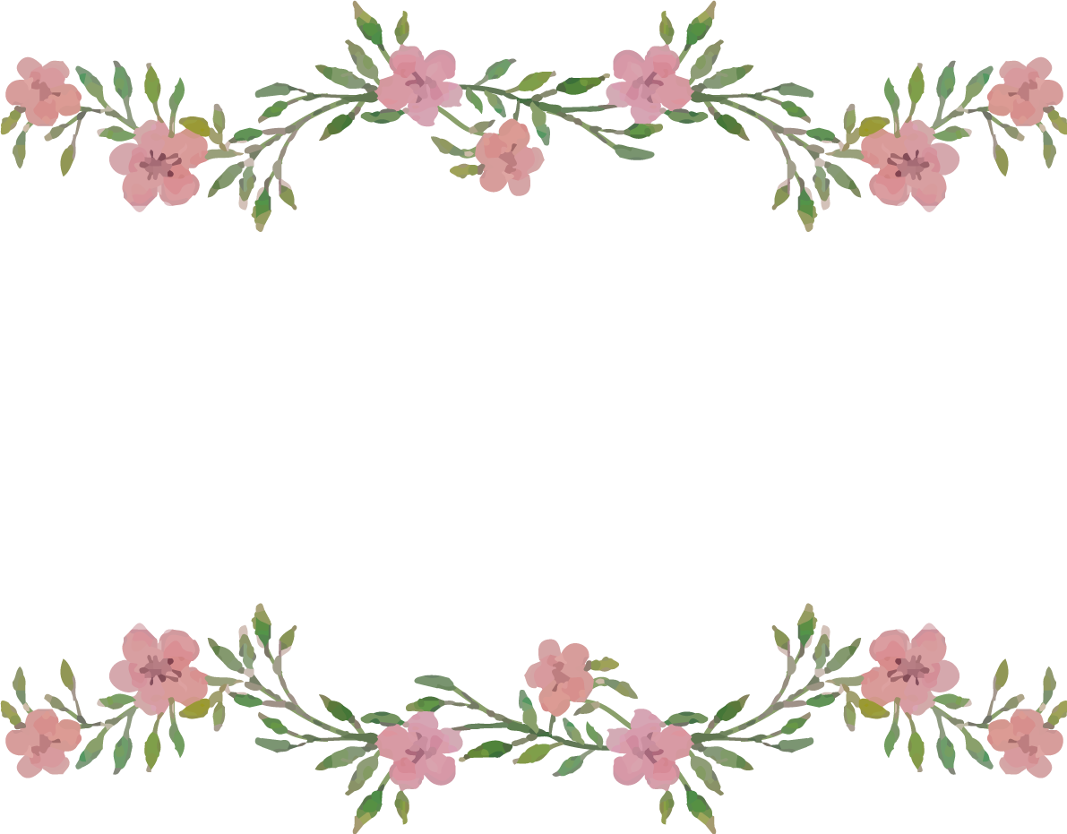 水彩風ピンクの花 かわいいボタニカル風(植物)のフレーム枠イラスト無料 フリー86727に写真・文字を入れる
