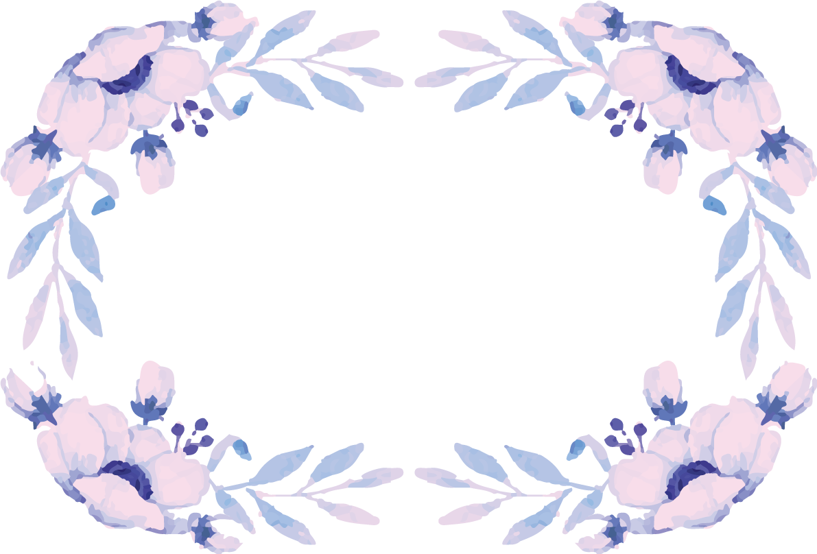 水彩風花のモチーフ ボタニカル風(植物)のフレーム枠イラスト無料 フリー86730に写真・文字を入れる