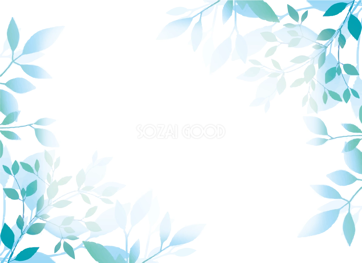 爽やかなリーフシルエット おしゃれなボタニカル風(植物)のフレーム枠イラスト無料 フリー86733