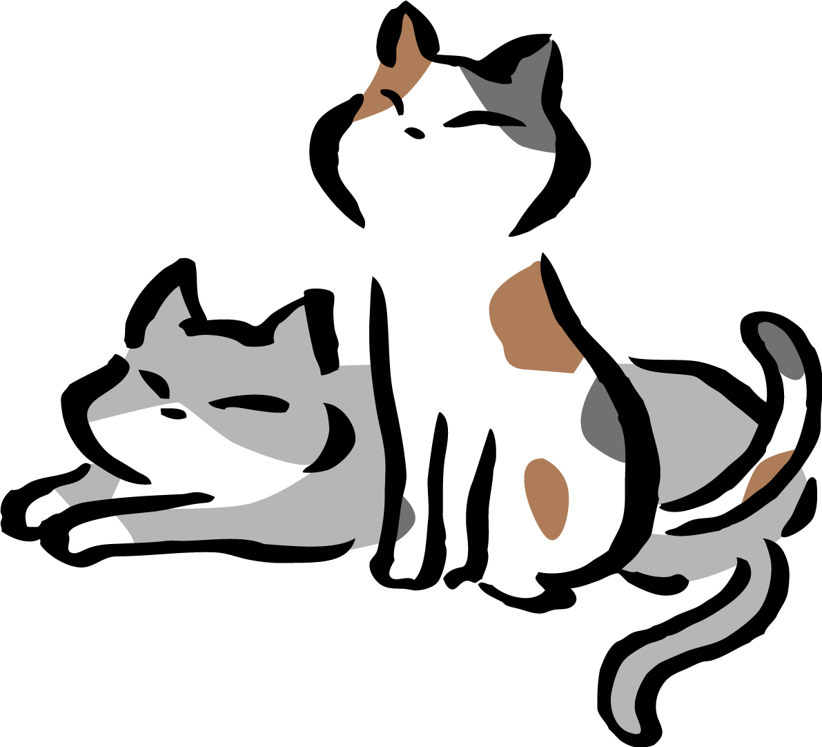 まったりと上を見上げるポーズの2匹の猫 かわいいネコ イラスト無料 フリー86739に写真・文字を入れる