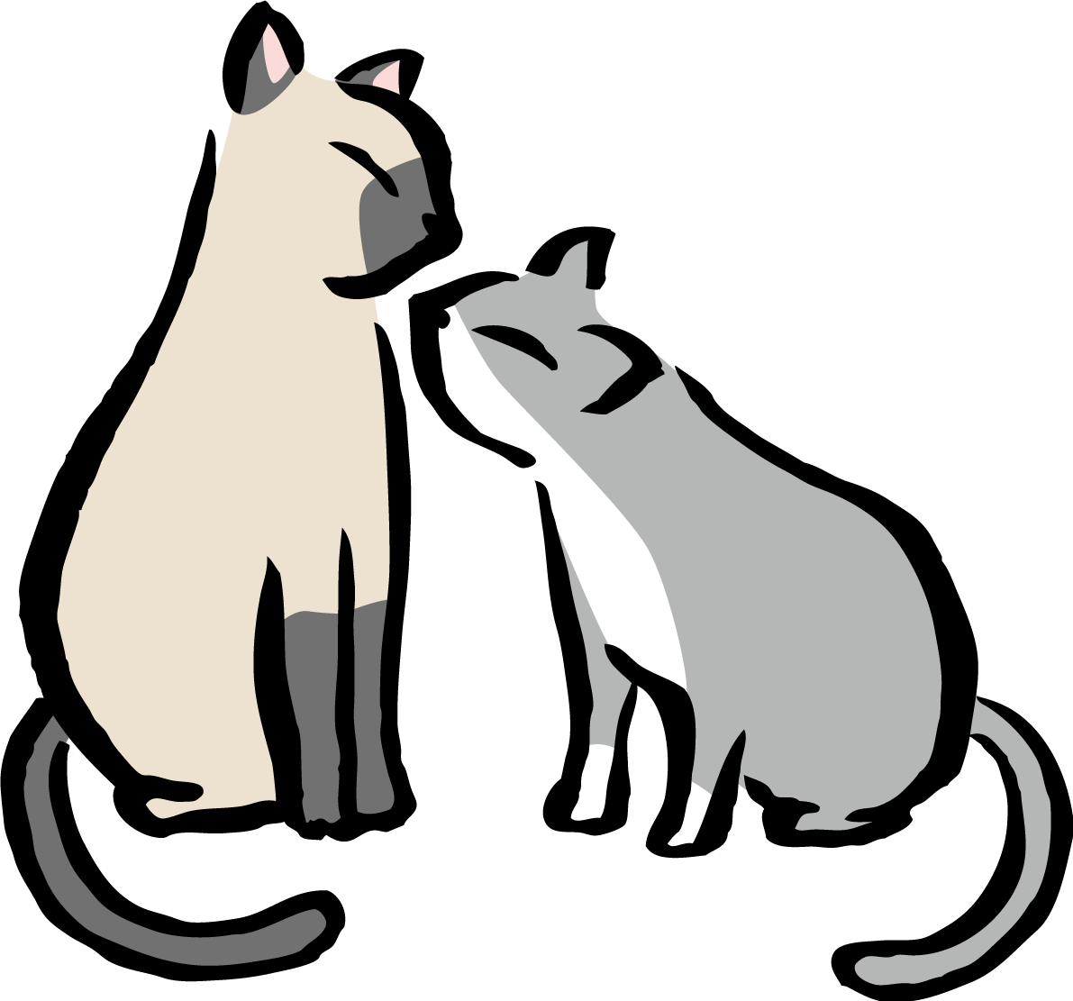 顔をすり寄せるポーズの2匹の猫 かわいいネコ イラスト無料 フリー86741に写真・文字を入れる