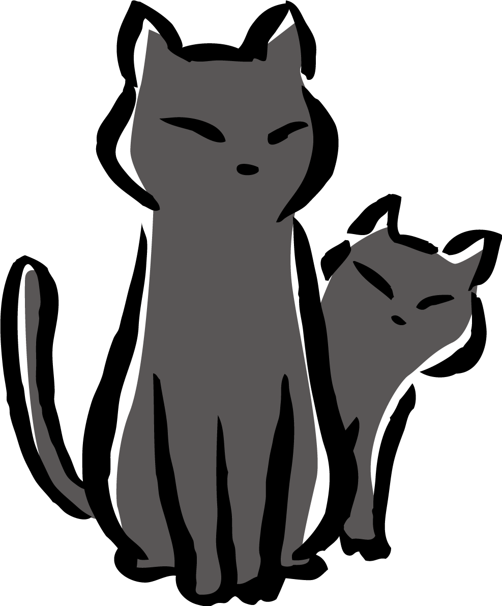 親猫の後ろに隠れながら顔を出すポーズの子猫 かわいいネコ イラスト無料 フリー86745に写真・文字を入れる