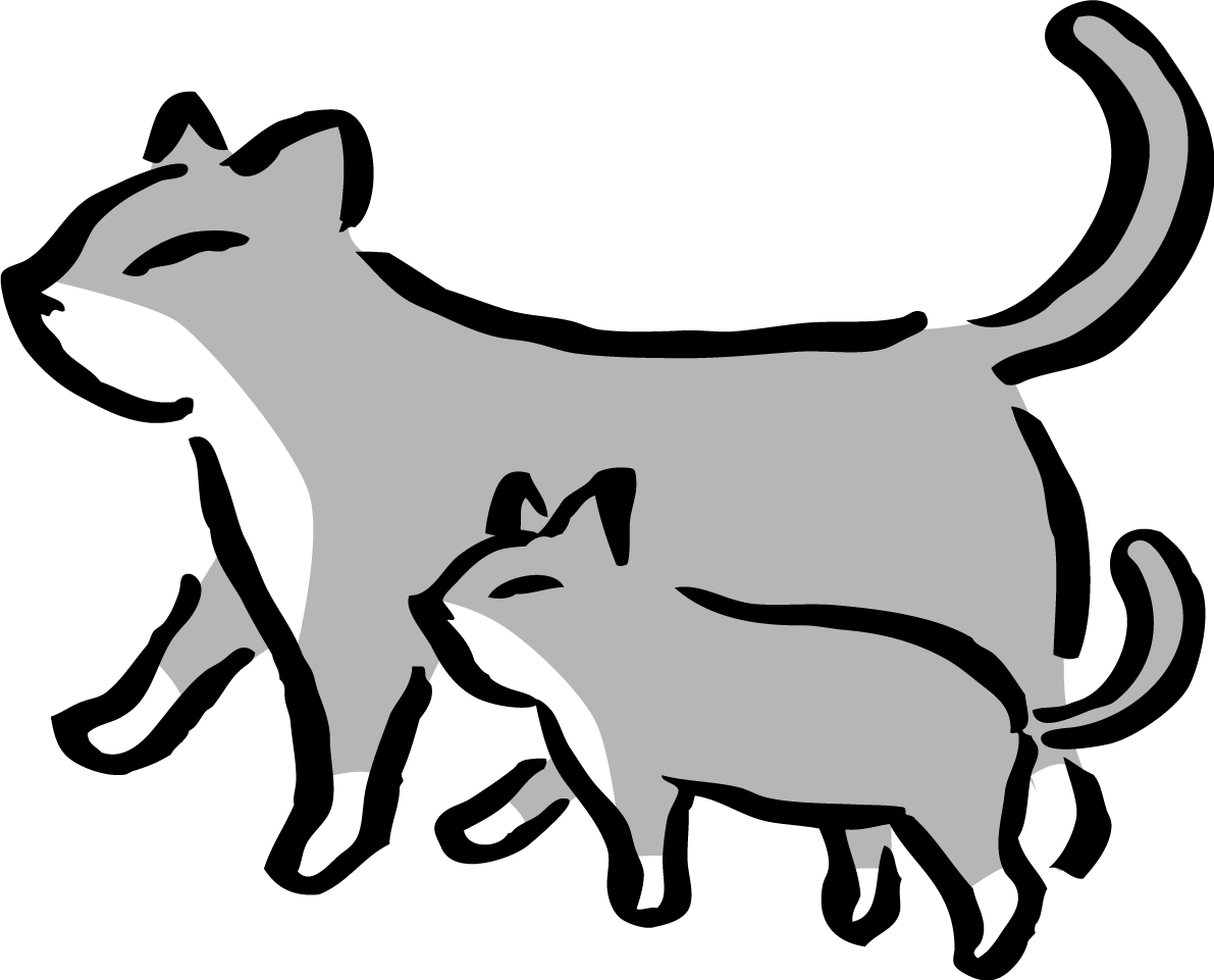 並んで歩くポーズのグレーの親子の猫 かわいいネコ イラスト無料 フリー86750に写真・文字を入れる