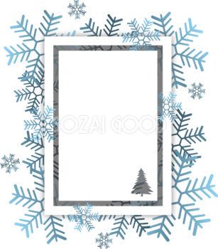 ランダムな雪の結晶　クリスマスフレーム枠　イラスト無料 フリー86765