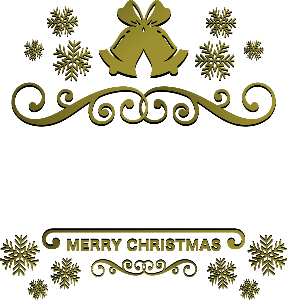 切り絵風ゴールドクリスマスベル　クリスマスフレーム枠　イラスト無料 フリー86768に写真・文字を入れる