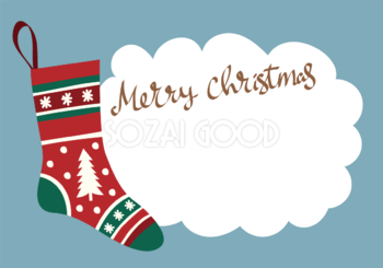 クリスマスカラー靴下 おしゃれなフレーム枠クリスマスイラスト無料 フリー86775