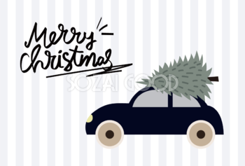 クリスマスツリーを運ぶ車 おしゃれなクリスマスイラスト無料 フリー86779