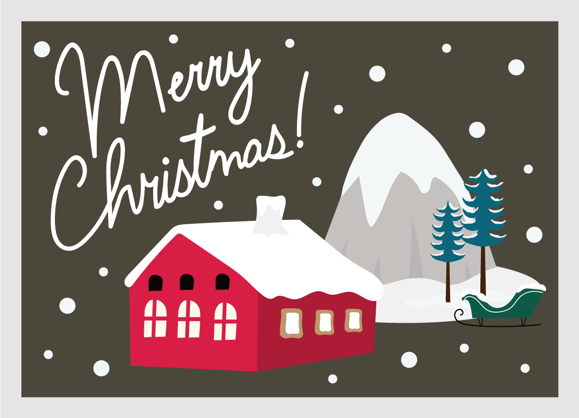 クリスマスのお家 おしゃれなクリスマスイラスト無料 フリー86780に写真・文字を入れる