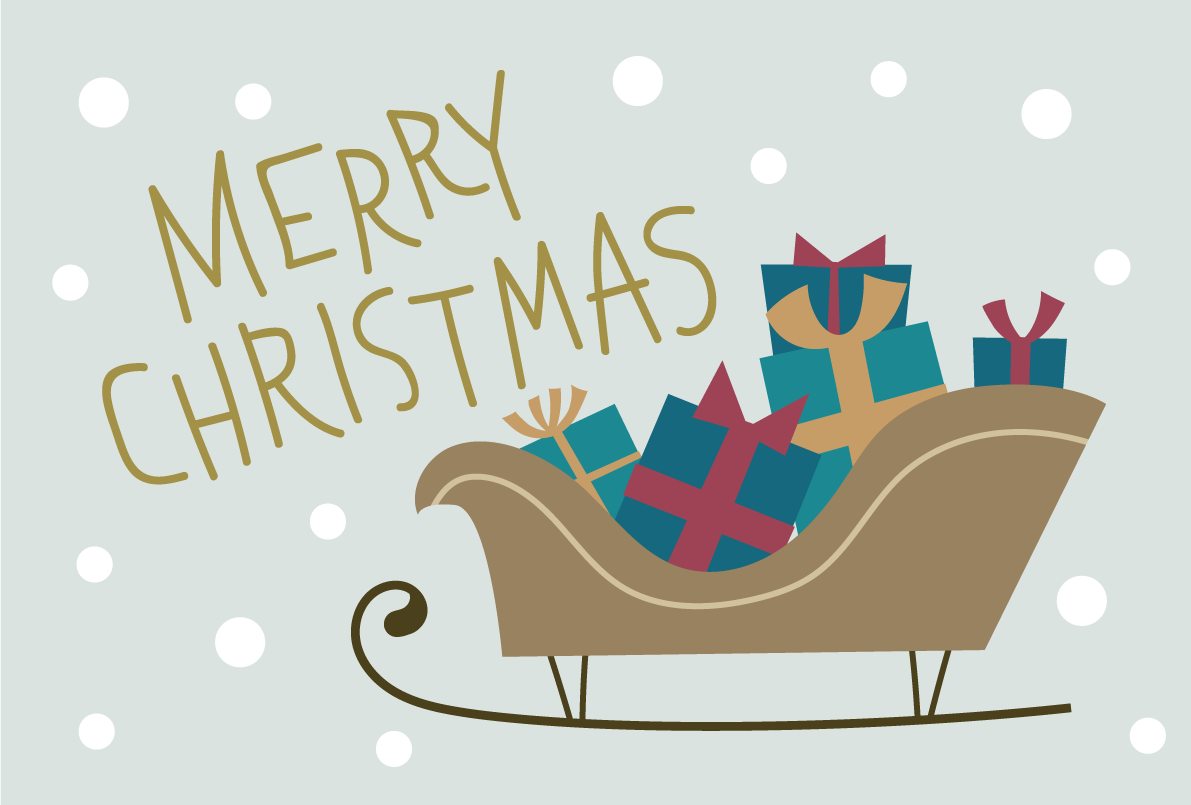 ソリとプレゼント おしゃれなクリスマスイラスト無料 フリー86783に写真・文字を入れる