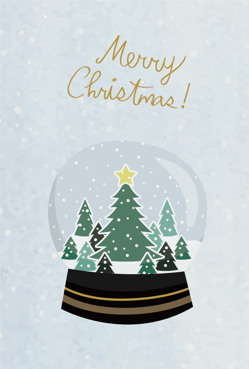 ツリーのスノードーム おしゃれなクリスマスイラスト無料 フリー86788に写真・文字を入れる