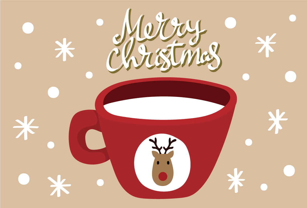 トナカイカップのミルク おしゃれなクリスマスイラスト無料 フリー86790に写真・文字を入れる