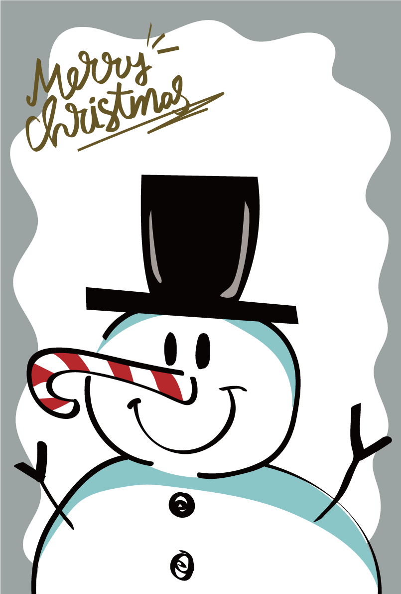 手書き雪だるま  おしゃれなクリスマスイラスト無料 フリー86797に写真・文字を入れる
