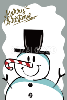 手書き雪だるま  おしゃれなクリスマスイラスト無料 フリー86797