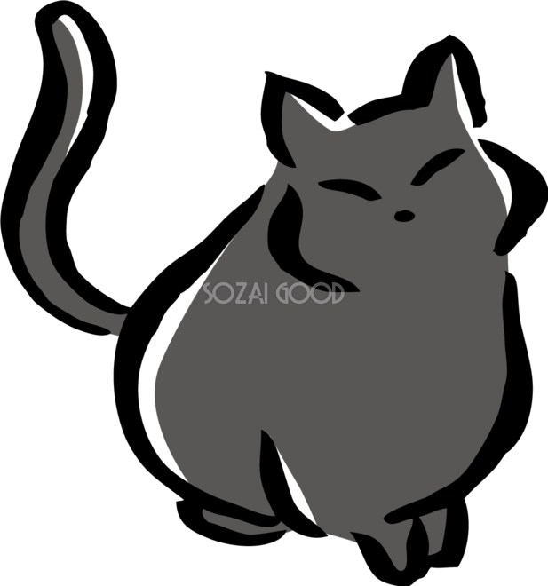 上目遣いで見つめるポーズの黒猫 かわいいネコ イラスト無料 フリー860 素材good