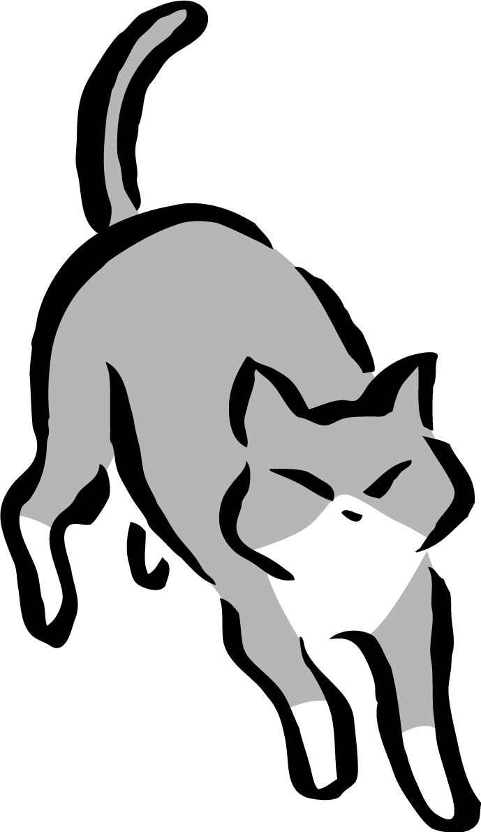 走り出そうと構えるポーズのグレーの猫 かわいいネコ イラスト無料 フリー86831に写真・文字を入れる