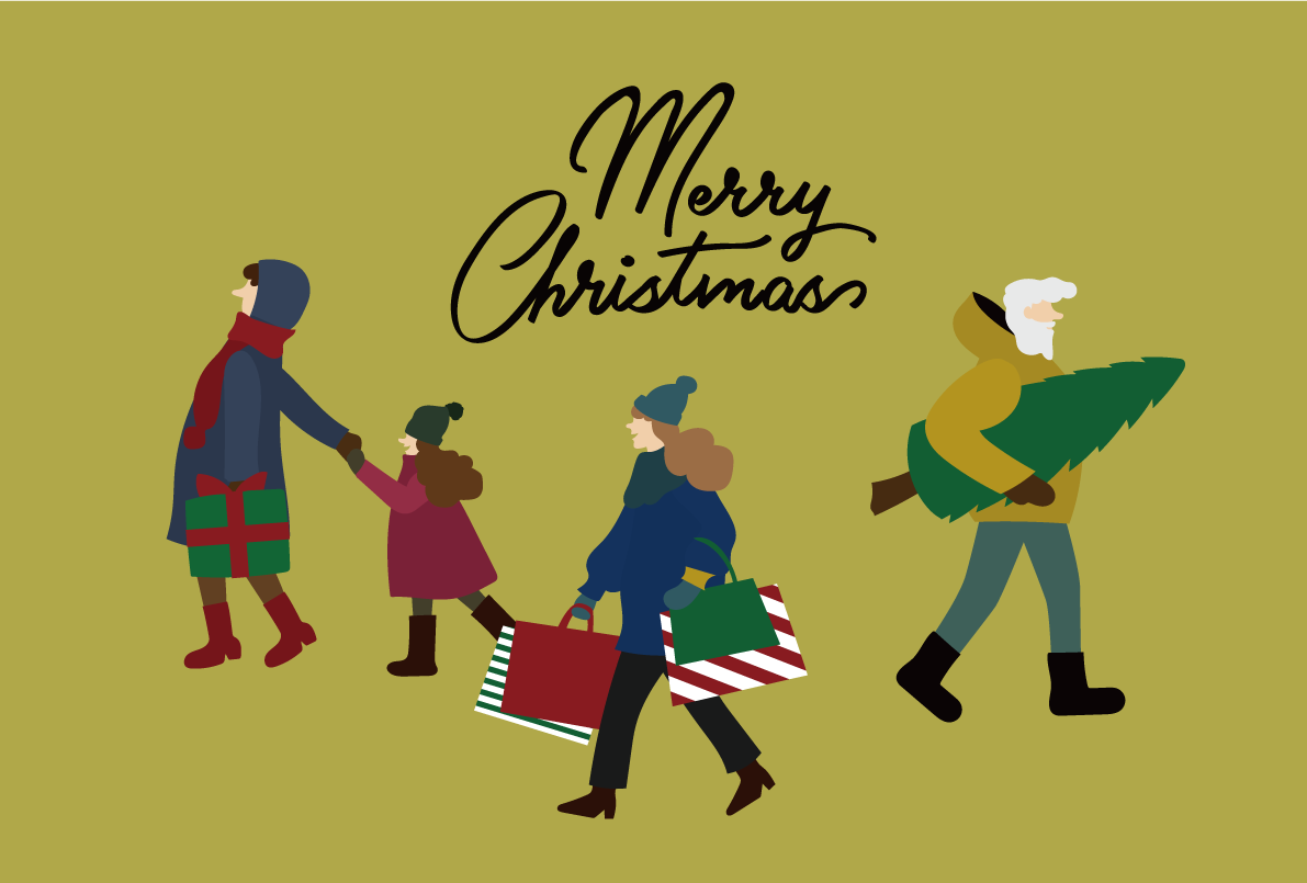 クリスマスの人々 おしゃれなクリスマスイラスト無料 フリー86837に写真・文字を入れる