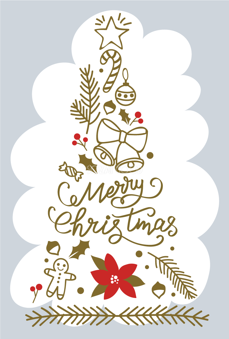 ペン手書きクリスマスツリー おしゃれなクリスマスイラスト無料 フリー86859