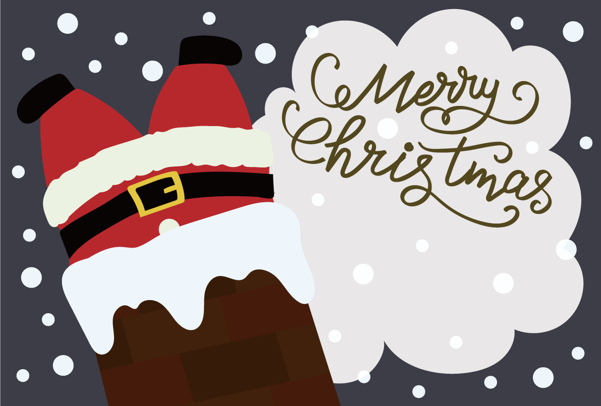 煙突とサンタクロース おしゃれなクリスマスイラスト無料 フリー86862に写真・文字を入れる