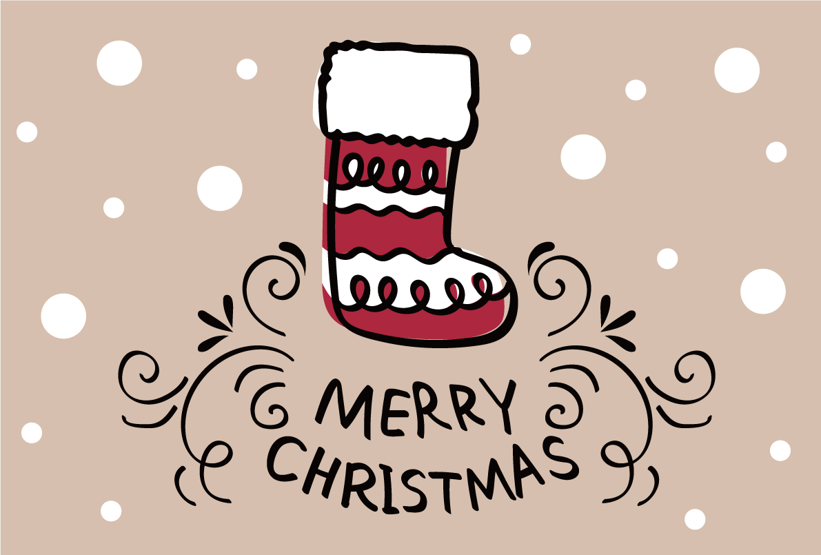手書き風ソックス おしゃれなクリスマスイラスト無料 フリー86866に写真・文字を入れる