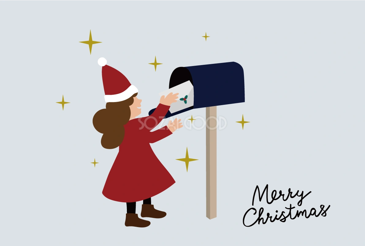 少女と手紙 おしゃれなクリスマスイラスト無料 フリー86868