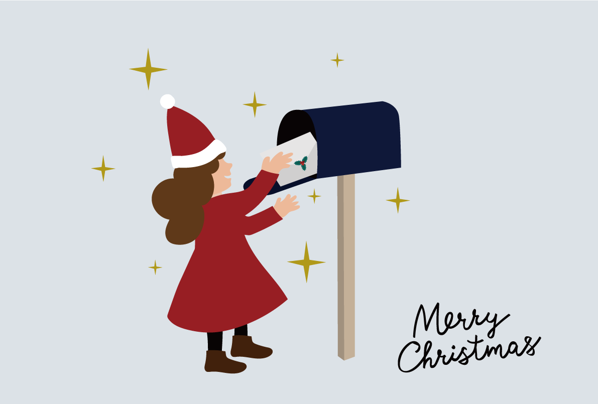 少女と手紙 おしゃれなクリスマスイラスト無料 フリー86868に写真・文字を入れる
