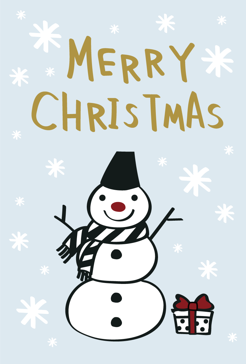 北欧風手書き雪だるま おしゃれなクリスマスイラスト無料 フリー86879に写真・文字を入れる